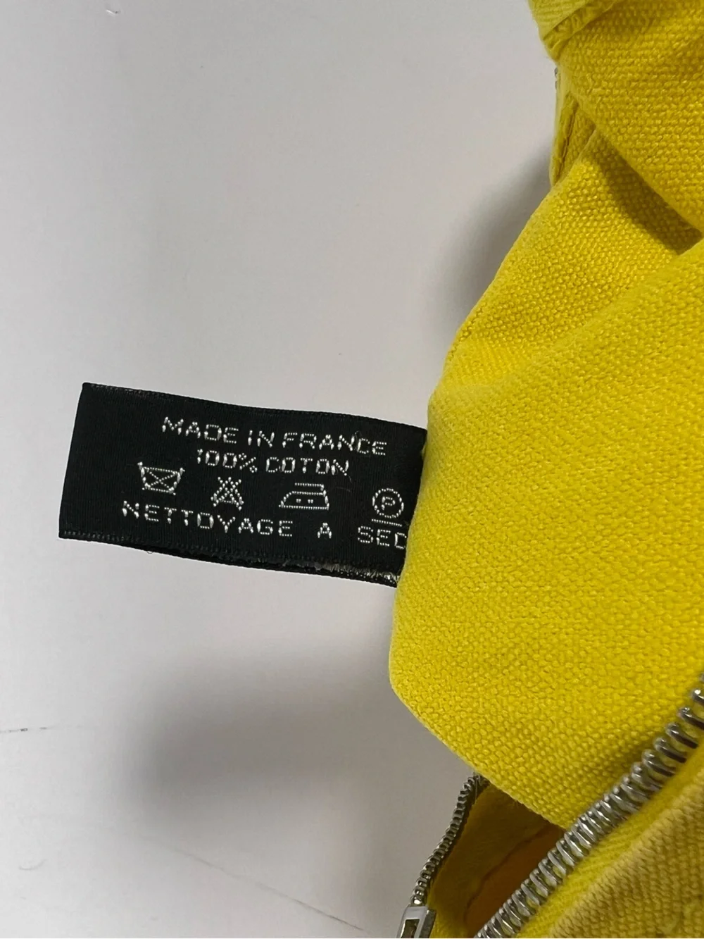 Hermès Yellow Cotton Flat Zip Pouch Document Travel Organizer